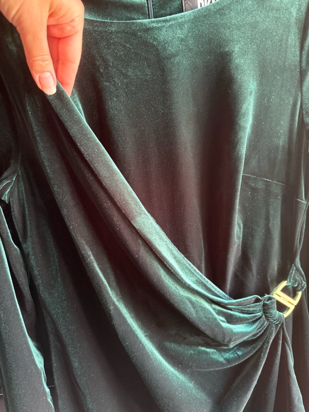 DKNY women's green velvet wrap midi dress Size 8 - Picture 8 of 12